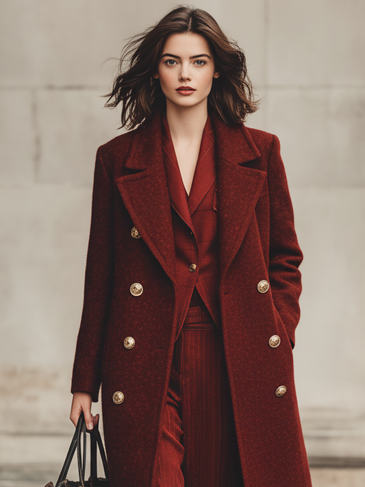 ABRIGO DE LARGA MINIMALISTA CRUZADO EN MEZCLA DE LANA