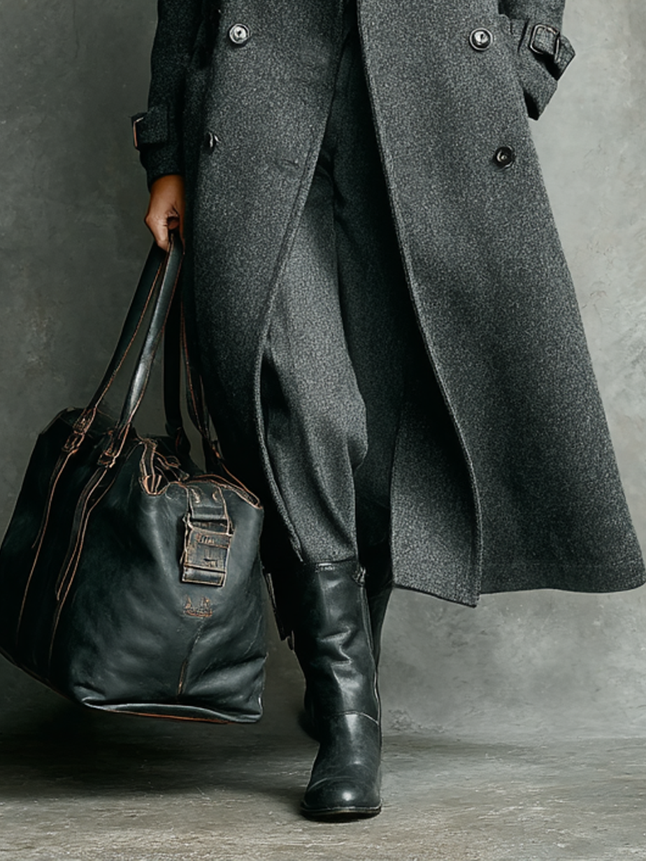 ABRIGO LARGO DE MEZCLA DE LANA CRUZADO