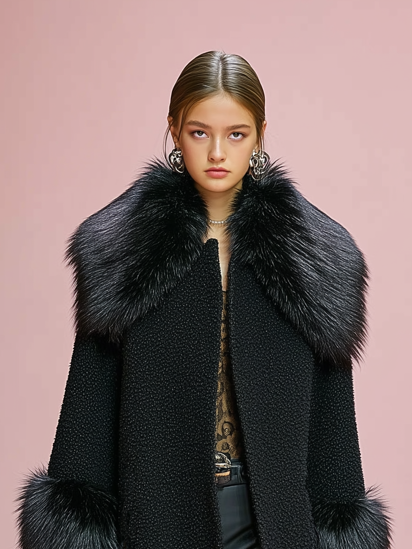 ABRIGO DE MEZCLA DE LANA CON PUÑOS Y SOLAPAS