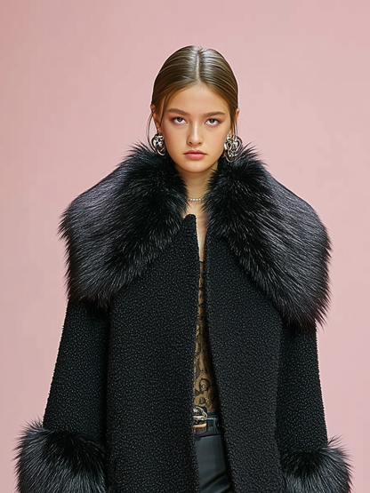 ABRIGO DE MEZCLA DE LANA CON PUÑOS Y SOLAPAS