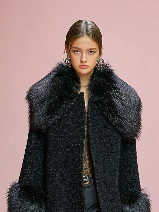 Cappotto in misto lana con polsini e rever