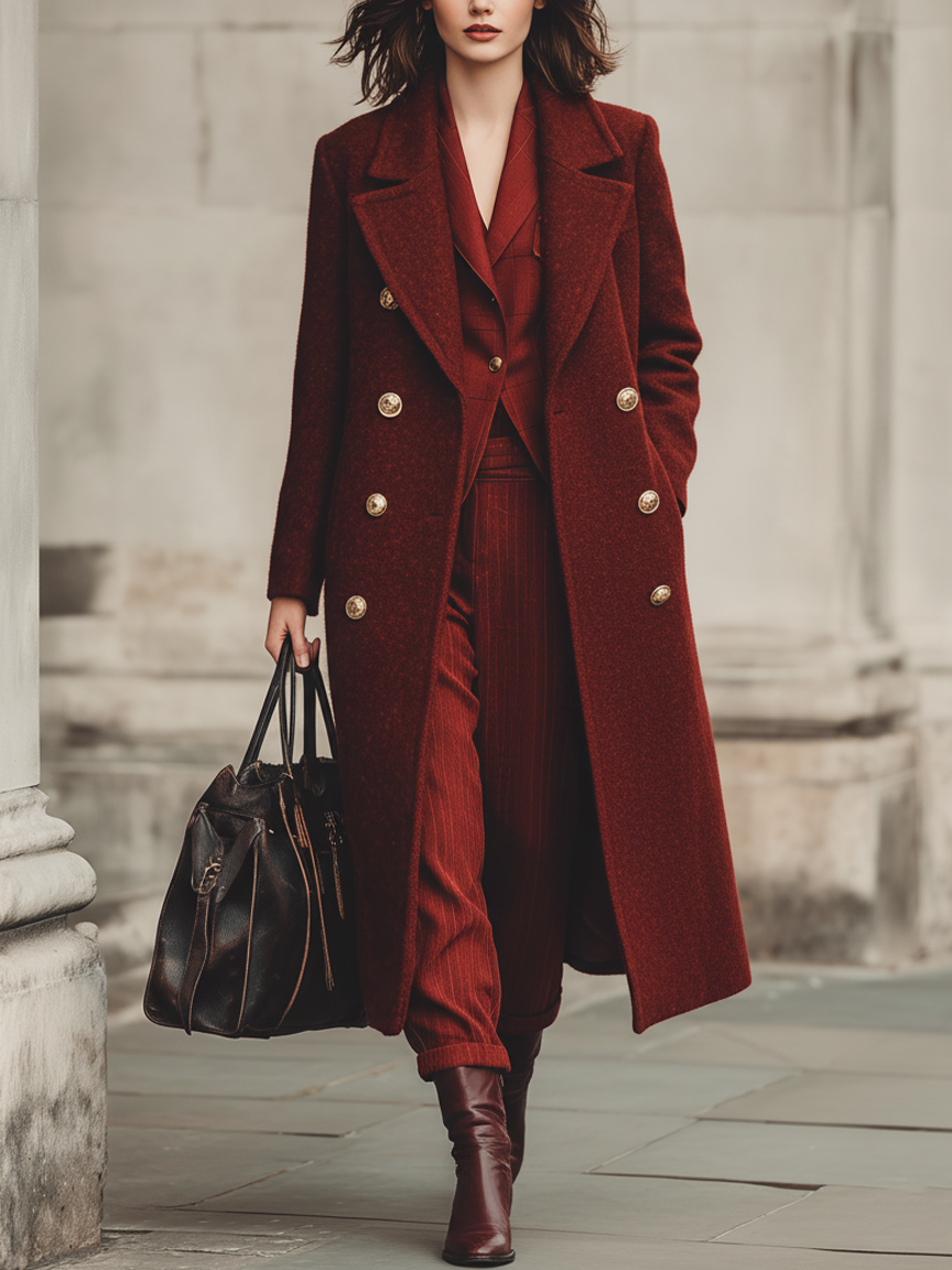 ABRIGO DE LARGA MINIMALISTA CRUZADO EN MEZCLA DE LANA