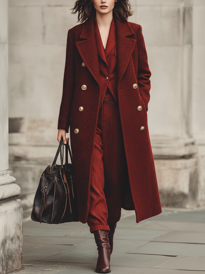 ABRIGO DE LARGA MINIMALISTA CRUZADO EN MEZCLA DE LANA