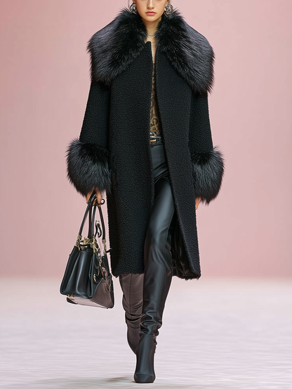 ABRIGO DE MEZCLA DE LANA CON PUÑOS Y SOLAPAS